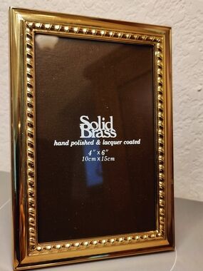 Vintage Solid Brass 4x6 Picture Frame | Hand Polished Beaded Rope Trim